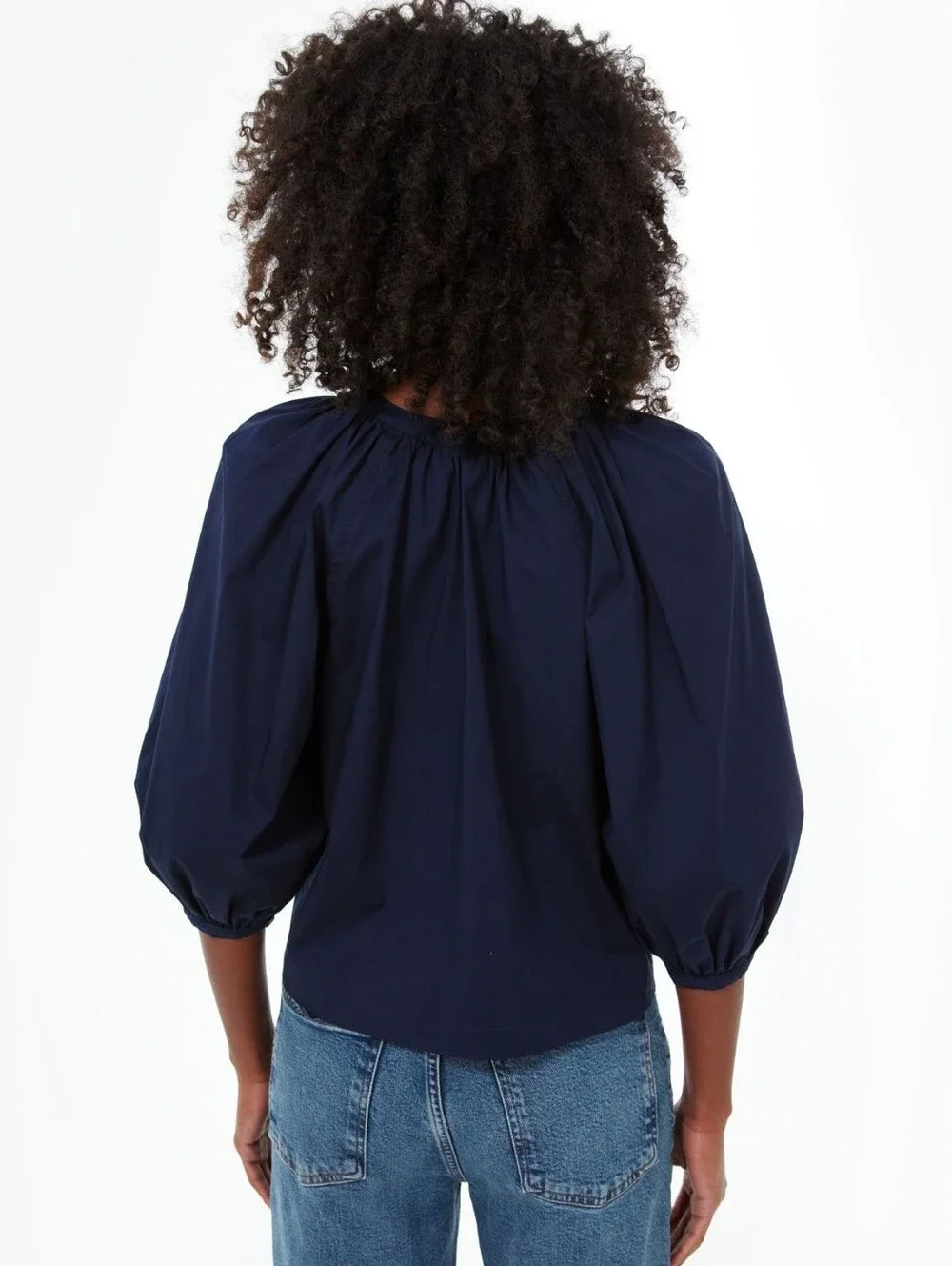 Staud New Dill Top In Navy Size Small Cotton Poplin